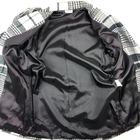 Ormond Vintage Oversized Patchwork Plaid Houndstooth Wool Blend Blazer w Pockets - Picture 7 of 13